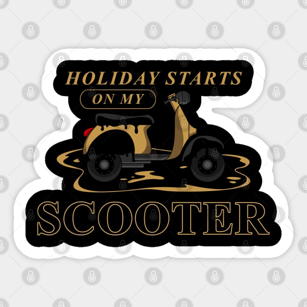 Holiday starts on my scooter Sticker by Markus Schnabel